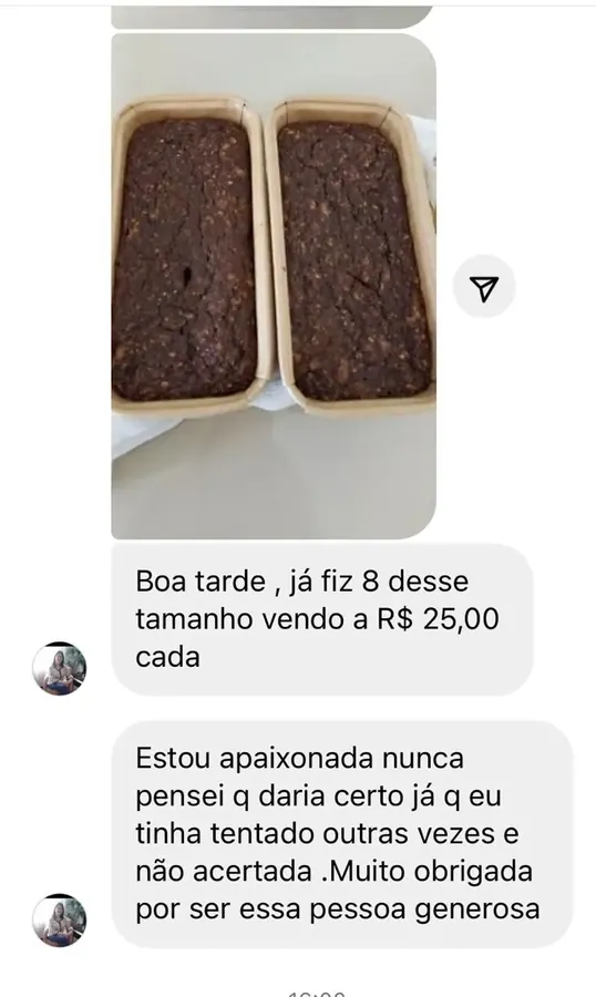 Print de conversa de aluna Confeiteira Bossa