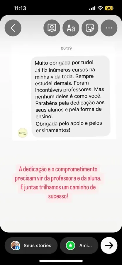 Print de conversa de aluna Confeiteira Bossa